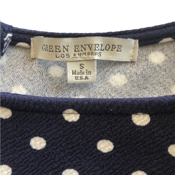GREEN ENVELOPE Navy & White Polka Dot Top with Bell Sleeves - Picture 3 of 11